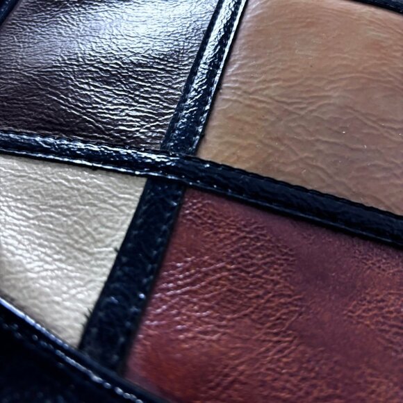 Vintage 60s Mod Colorblock Handbag • Faux Patent Leather Tote • Mondrian Pop Art - Picture 8 of 8